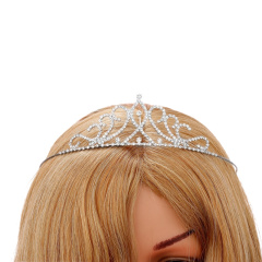 Hair Big Tiara Crown Silver Crystal Rhinestone for Wedding