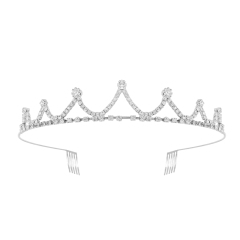 Hair Claw Comb Crown Tiara Crystal Silver