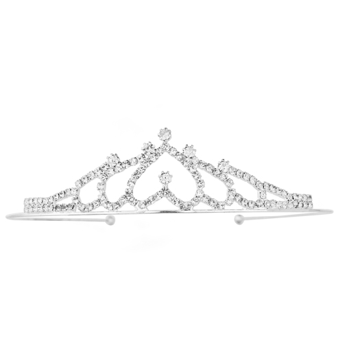 Crown Headband Hair Accessory Rhinestone Crystal, Silver Color