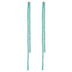 IR Green Opal Crystal Rhinestone Double Layer Long Earrings Jewelry Wholesale