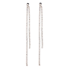 IR White Opal Crystal Rhinestone Double Layer Long Earrings Jewelry Wholesale