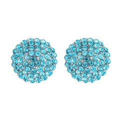IR Aquamarine Crystal Rhinestone Ball Shape Studs Earrings Jewelry Wholesale