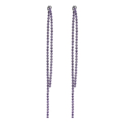 IR Tanzanite Crystal Rhinestone Double Layer Long Earrings Jewelry Wholesale