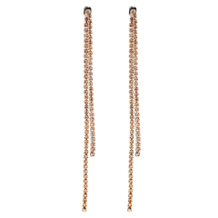IR LT Peach Crystal Rhinestone Double Layer Long Earrings Jewelry Wholesale
