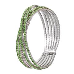 IR 6 Row Peridot Crystal Rhinestone Cross Type Bracelet Bridesmaid Jewelry Wholesale-