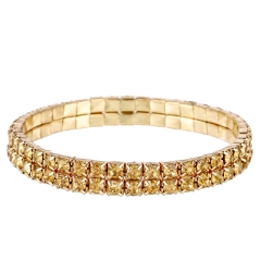 IG 2 Row 3.5mm LT Coffee Crystal Rhinestone Stretch Bracelet Wholesale
