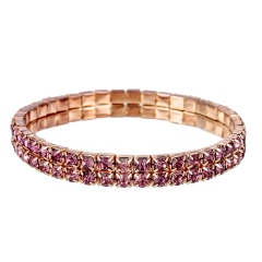 RG 2 Row 3.5mm LT Amethyst Crystal Rhinestone Stretch Bracelet Wholesale