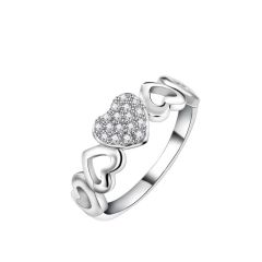IR 2 Hollow Heart Design Heart Cubic Zirconia Engagement Ring Wholesale