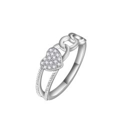 IR Hollow Design Heart Cubic Zirconia Engagement Ring Wholesale