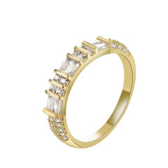 IG Square Cubic Zirconia Real Gold Ring Wholesale