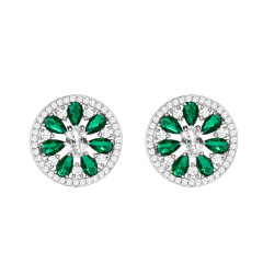 IR Flower Shape 7pcs Emerald Crystal Cubic Zirconia Earring Studs Zirconia Studs Wholesale