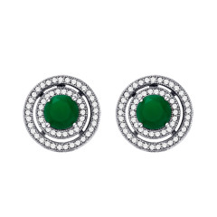 Earrings Circle Cubic Zirconia Crystal Round Emerald