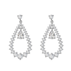Teardrop Earrings Crystal Shiny Cubic Zirconia Copper Crystal Dangling Earrings Wholesale