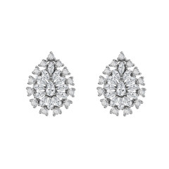 Stud Earrings 3 Row Teardrop Shiny Crystal Cubic Zirconia for Women