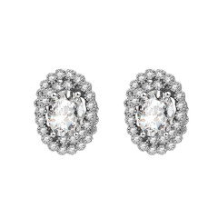 Oval Shape Shiny Cubic Zirconia Copper Crystal Stud Earrings for Cheap Wholesale