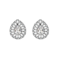 Drop Shape Shiny Cubic Zirconia Copper Crystal Stud Earrings for Cheap Wholesale