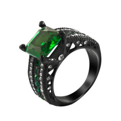 Black Spray-paint Classic Square Emerald Cut Crystal Cubic Zirconia Ring Cheap Wholesale