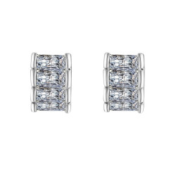 IR Square Shape Shiny Cubic Zirconia Copper Crystal Stud Earrings for Cheap Wholesale