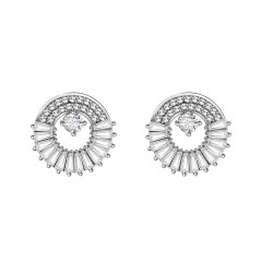 IR New Round Shape Shiny Cubic Zirconia Copper Crystal Stud Earrings for Cheap Wholesale