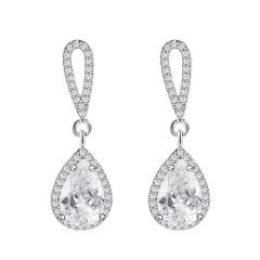 IR Teardrop Shiny Cubic Zirconia Crystal Dangling Earrings for Cheap Wholesale
