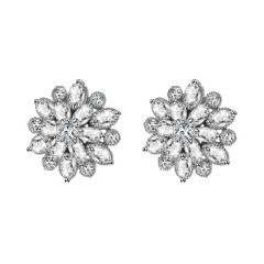 IR Delicate Flower Shape Cubic Zirconia Crystal Studs Earrings for Cheap Wholesale