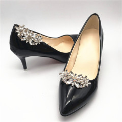 1 Pair Metal Rose Gold Flower Crystal Shoe Clips-sc0024