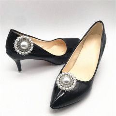 1 Pair Zinc Alloy Rhinestone & Pearl Bridal Shoe Clips-sc0019
