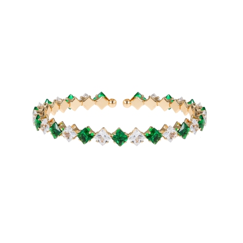Bracelet Emerald Cut Square Crystal Cubic Zirconia Coil Bangle
