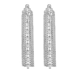 Silver Plating Seven Line Rhinestone Dangling Earrings Jewelry Wholesale