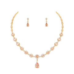 Cubic Zirconia Necklace and Earring Set for Wedding-Custom Stone Color