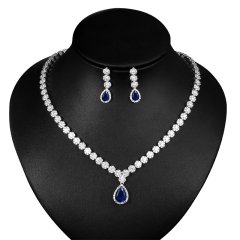 Necklace and Earrings Set Sapphire Crystal Drop Cubic Zirconia