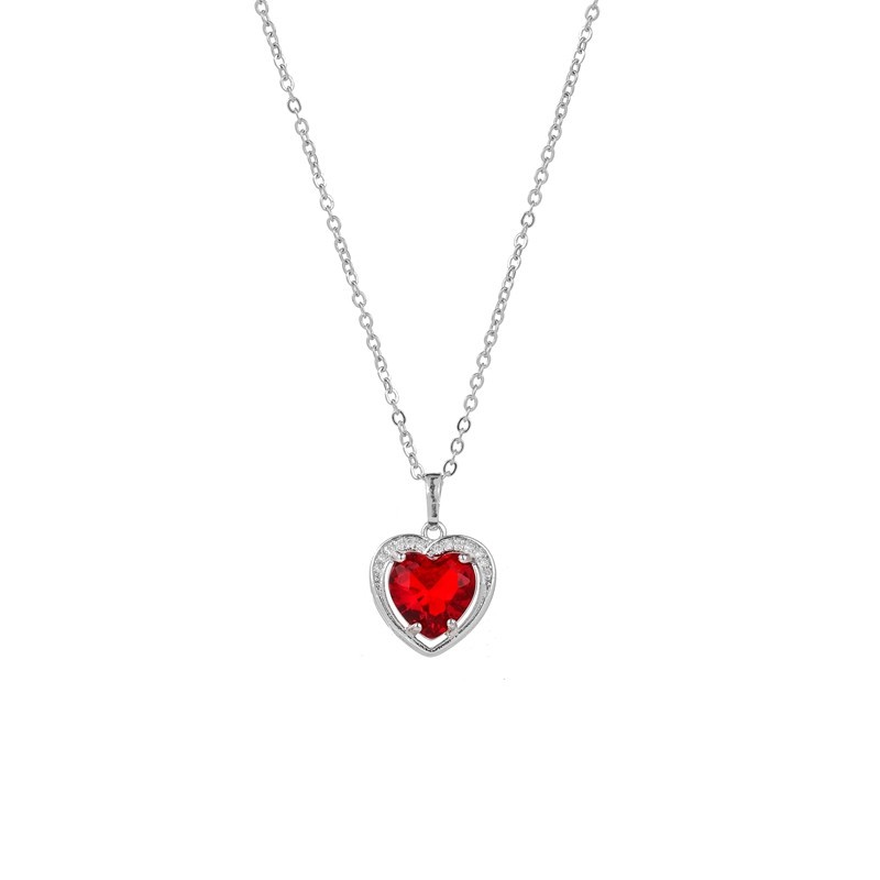 Cubic Zirconia Heart Pendant Necklace Opal Crystal