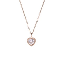 Cubic Zirconia Necklace with Small Heart Pendant