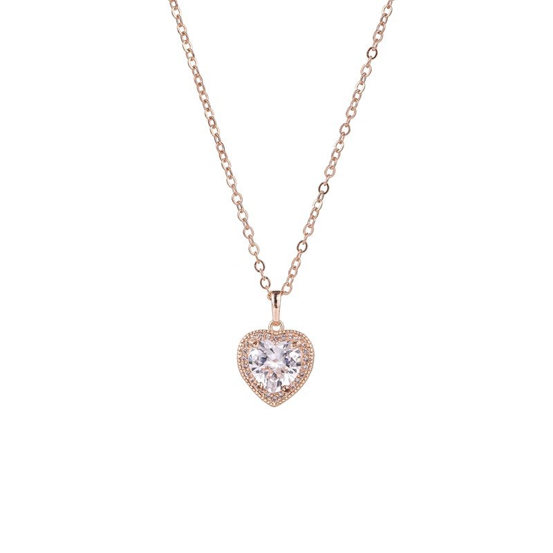 Cubic Zirconia Necklace with Small Heart Pendant