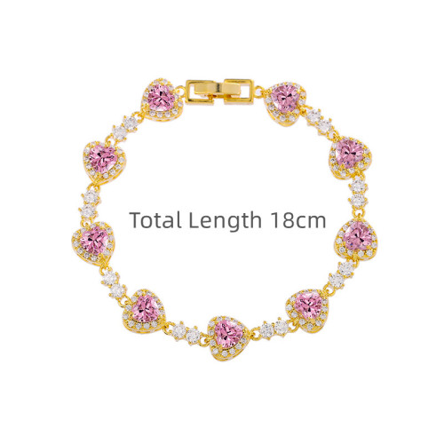 Heart Shape Cubic Zirconia Tennis Bracelet Rhinestone Wholesale