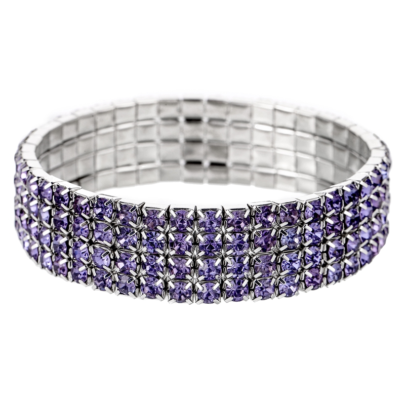 Bracelet Sterling Silver Crystal Rhinestone Tanzanite White Sapphire