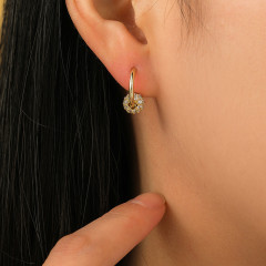 Cubic Zirconia Earrings Round Dangle Hoops&amp;Loops 14K Gold Plated