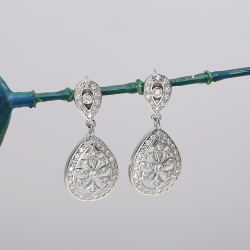 Luxury zircon wedding earrings full of CZ drop earrings,customizable