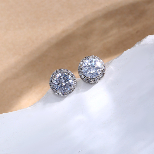 Round Zircon Stud Earrings – Simple Elegance, Custom stone size