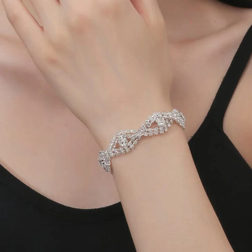 #Knit style rhinestone bracelet wholesale-Multiple colors combinations wholesale