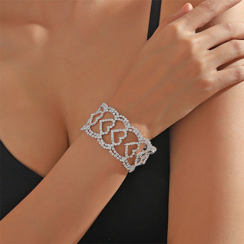 #Hollow heart shape rhinestone bracelet wholesale-factory wholesale