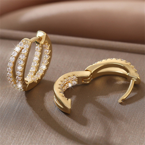 Hollow double-layer Cubic Zirconia earrings，Small Hoop earrings-customized