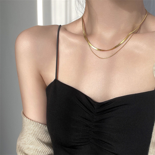 Luxurious Double-Layered Snake Bone Chain Necklace-factory hot sale