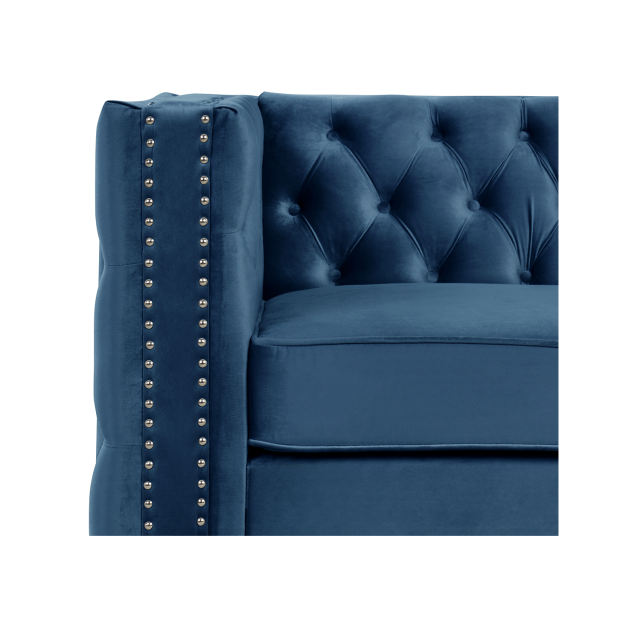 Modern Accent Chair with Deep Dutch Velvet - Blue