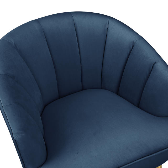 Accent Armchair Velvet Barrel Chair - Blue