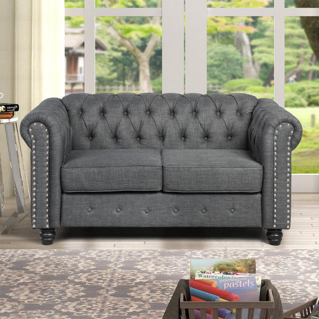 Chesterfield Furniture Sets Loveseat for Living Room - Grey