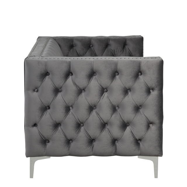 Modern Sofa with Deep Dutch Velvet - Grey