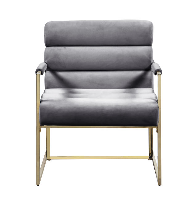Italian Light Luxury Accent Chair, Contemporary Velvet Upholstered - Grey