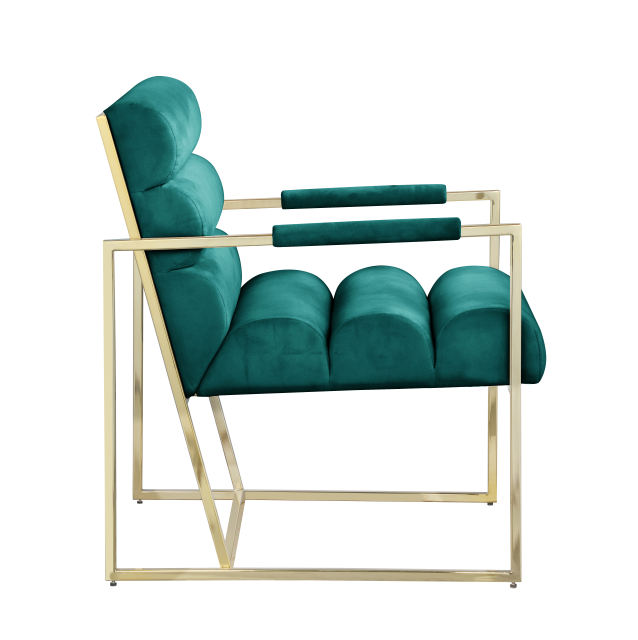 Italian Light Luxury Accent Chair, Contemporary Velvet Upholstered - Green