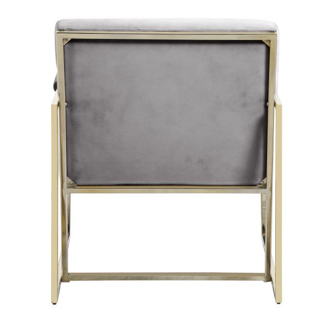 Italian Light Luxury Accent Chair, Contemporary Velvet Upholstered - Grey